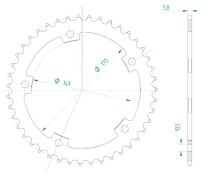 Achtertandwiel staal 43 tanden