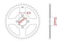 Achtertandwiel staal C45 versterkt 48 tanden