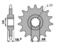 Voortandwiel 16 tanden