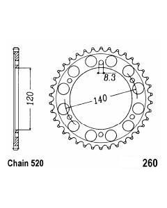Achtertandwiel aluminium 45 tanden