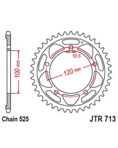 Achtertandwiel staal C45 versterkt 42 tanden