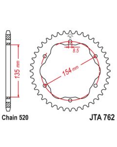 Achtertandwiel aluminium 39 tanden