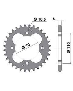 Achtertandwiel alu 38 tanden