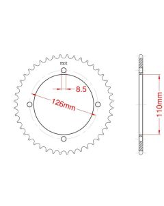 Achtertandwiel aluminium 47 tanden
