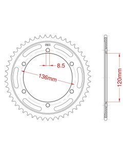 Achtertandwiel aluminium 44 tanden