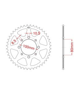 Achtertandwiel aluminium 48 tanden