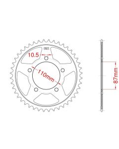 Achtertandwiel staal C45 versterkt 41 tanden