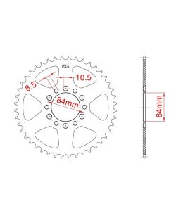 Achtertandwiel aluminium 42 tanden