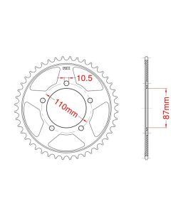 Achtertandwiel aluminium 47 tanden