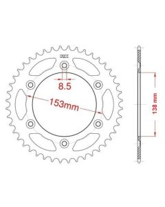 Achtertandwiel aluminium 43 tanden
