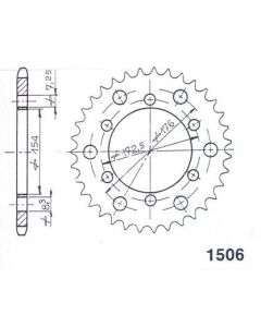 Achtertandwiel aluminium 44 tanden