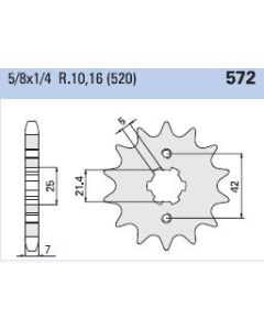 Voortandwiel 16 tanden