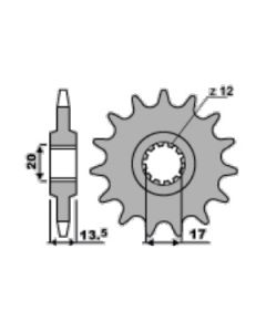 Voortandwiel 13 tanden
