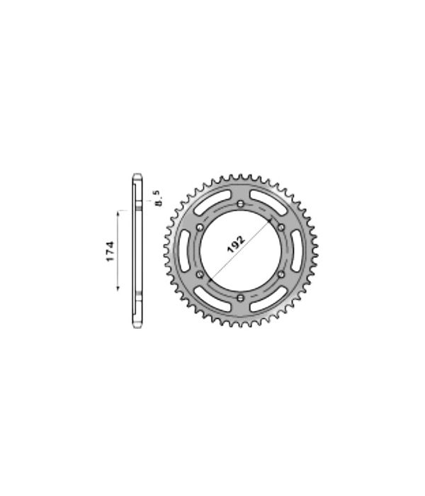 Achtertandwiel ALU 48 tanden