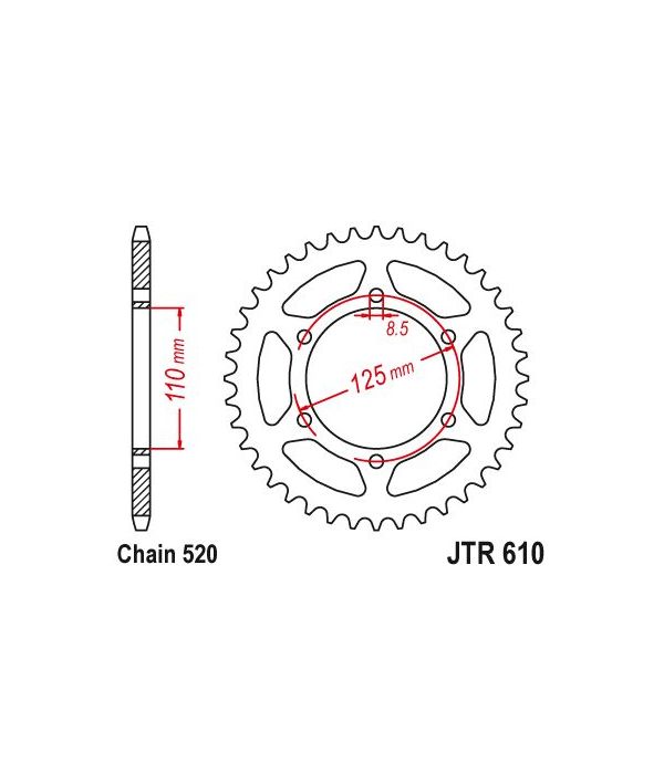 Achtertandwiel aluminium 54 tanden