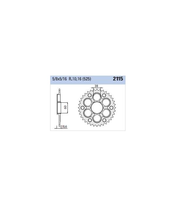 Achtertandwiel aluminium 40 tanden