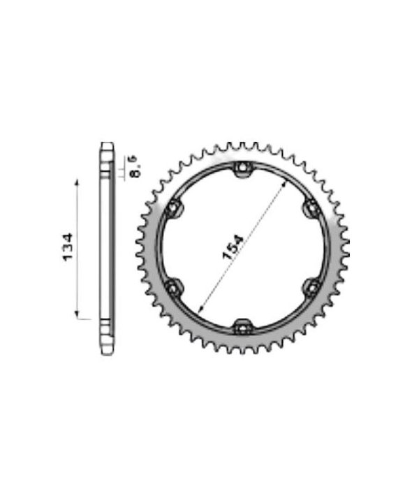 Achtertandwiel aluminium 45 tanden voor PBR atw houder