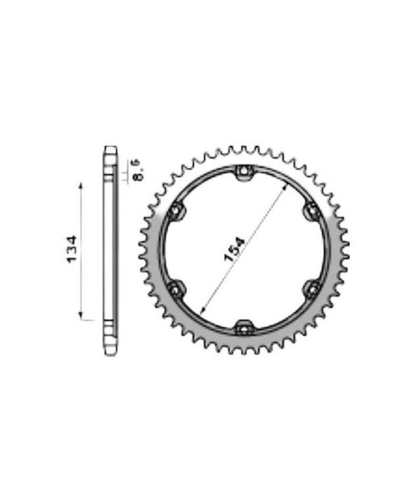 Achtertandwiel aluminium 45 tanden voor PBR atw houder