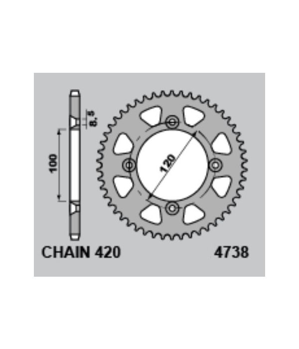 Achtertandwiel alu 50 tanden