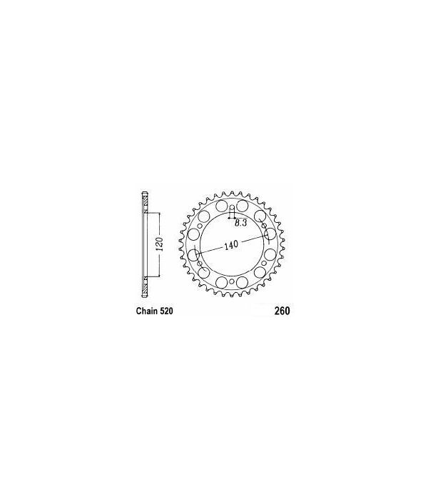 Achtertandwiel aluminium 45 tanden