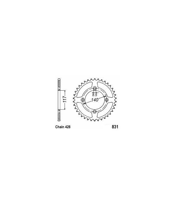 Achtertandwiel aluminium 46 tanden
