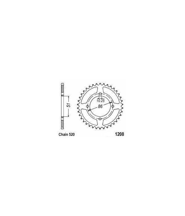 Achtertandwiel aluminium 65t