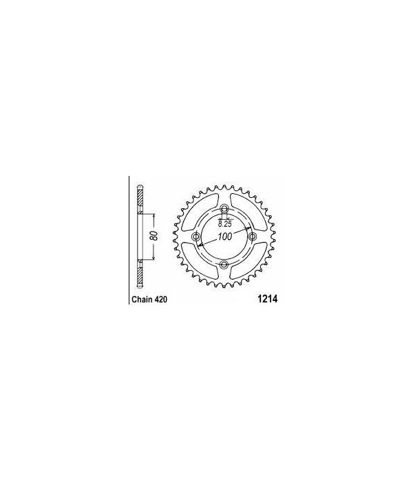 Achtertandwiel aluminium 49 tanden