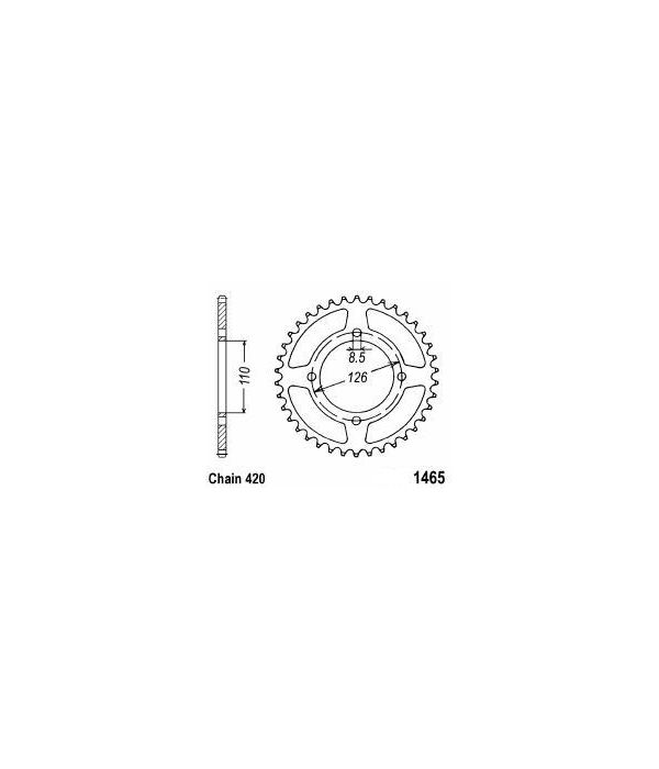 Achtertandwiel aluminium 42 tanden