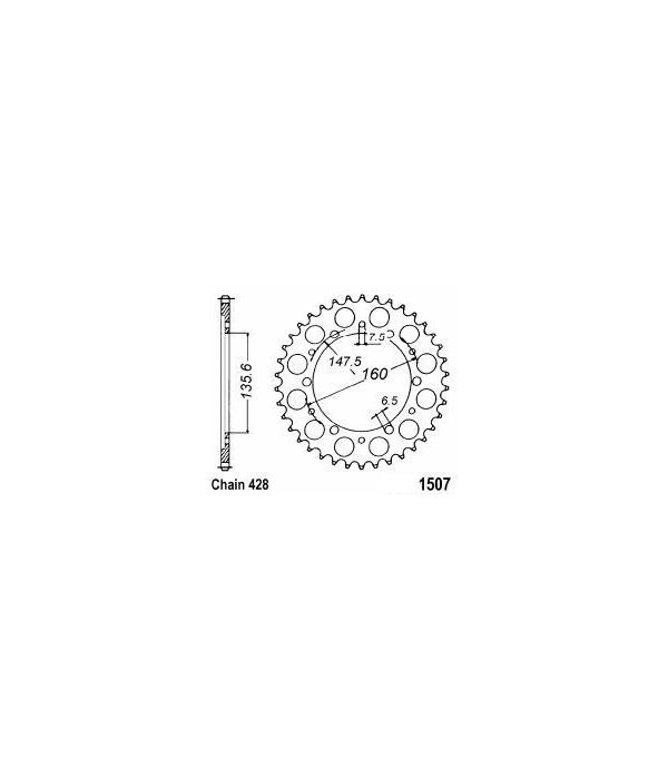 Achtertandwiel aluminium 56 tanden