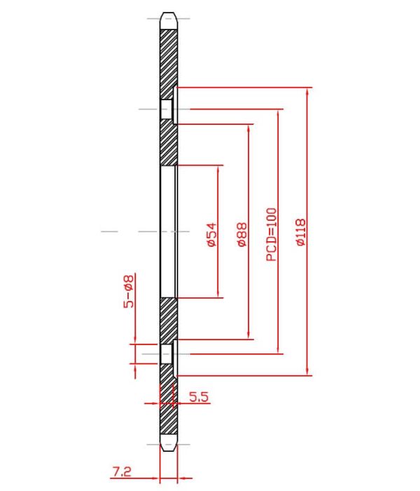 Achtertandwiel aluminium 41 tanden