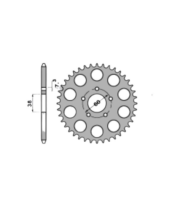 Achtertandwiel alu 68 tanden