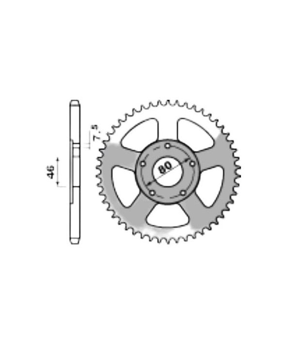 Achtertandwiel aluminium 53 tanden