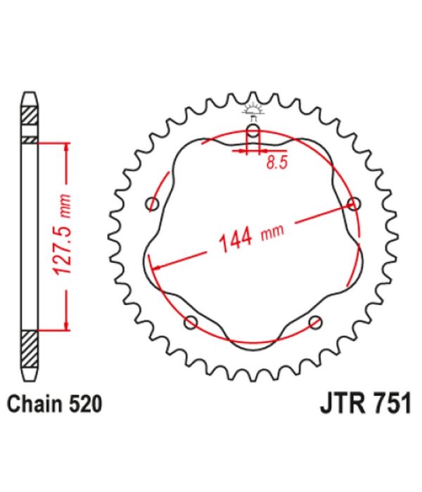Achtertandwiel aluminium 41 tanden