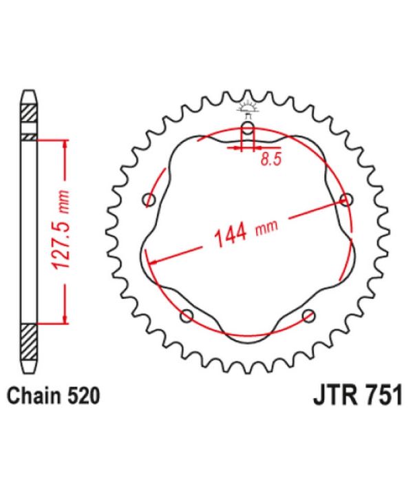 Achtertandwiel aluminium 41 tanden
