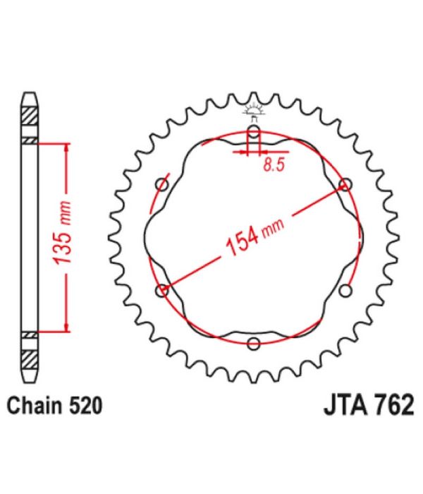 Achtertandwiel aluminium 41 tanden