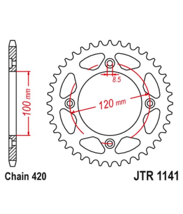 Achtertandwiel alu 48 tanden