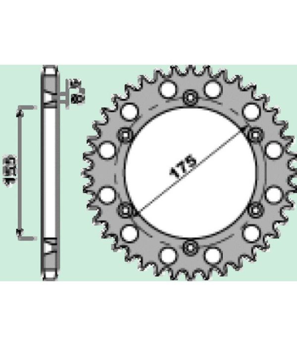 Achtertandwiel aluminium 45 tanden