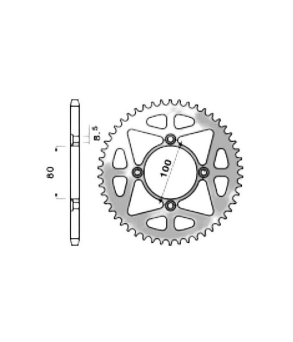 Achtertandwiel aluminium 61 tanden