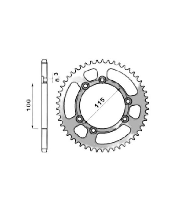 Achtertandwiel aluminium 58 tanden