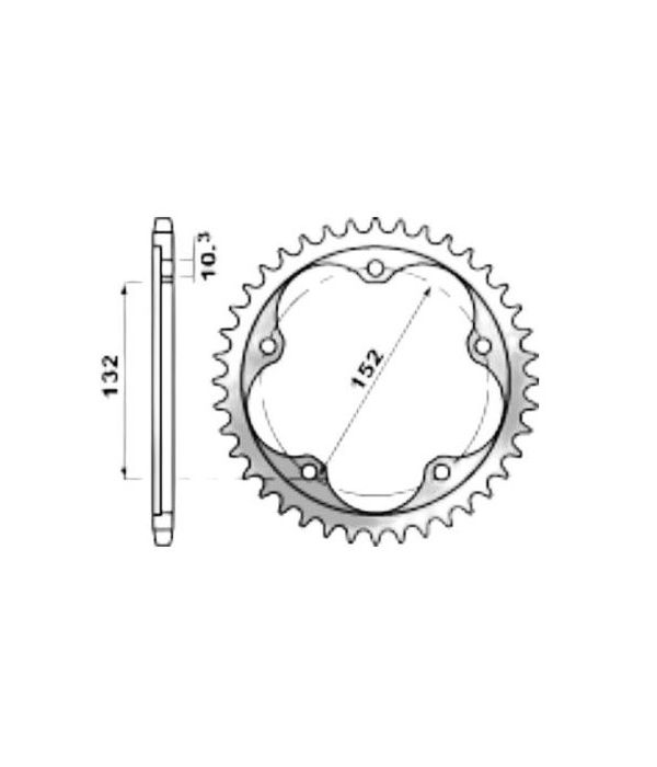 Achtertandwiel aluminium 43 tanden