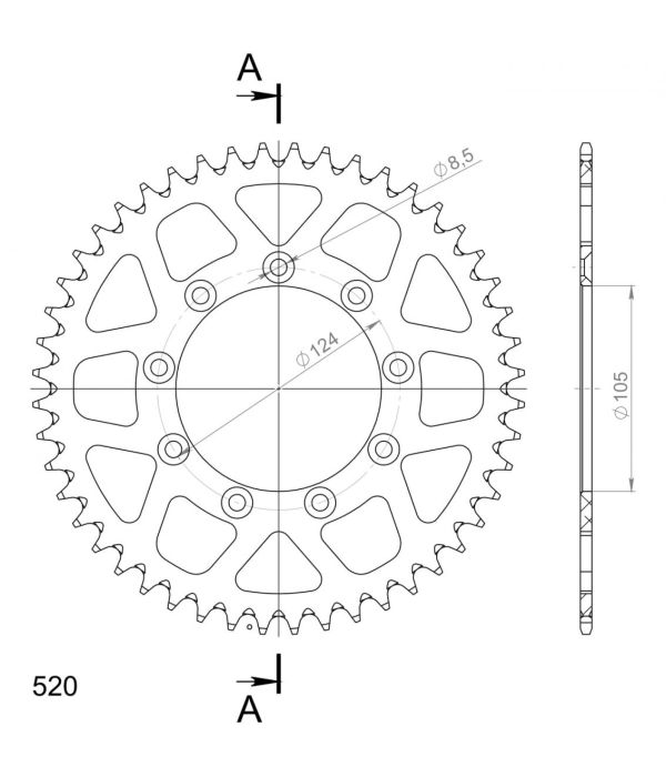 Achtertandwiel aluminium 32 tanden