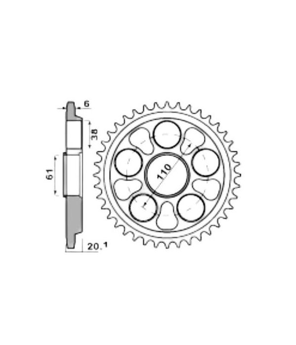 Achtertandwiel aluminium 41 tanden