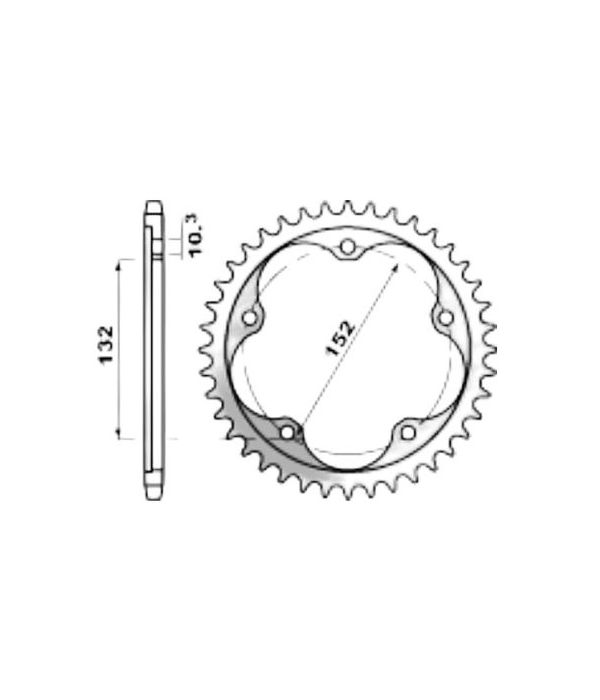 Achtertandw. alu 38 t.