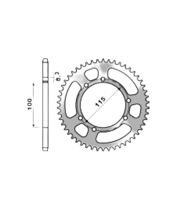 Achtertandwiel aluminium 52 tanden