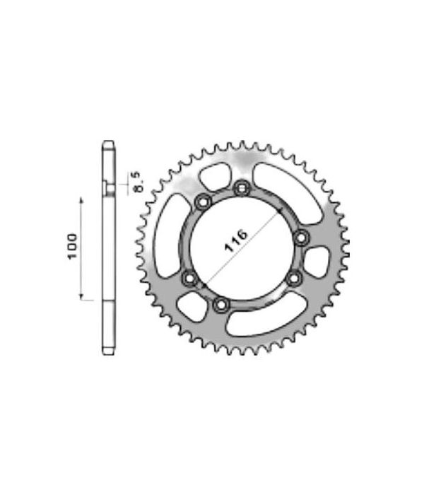 achtertandwielen aluminium 44 t