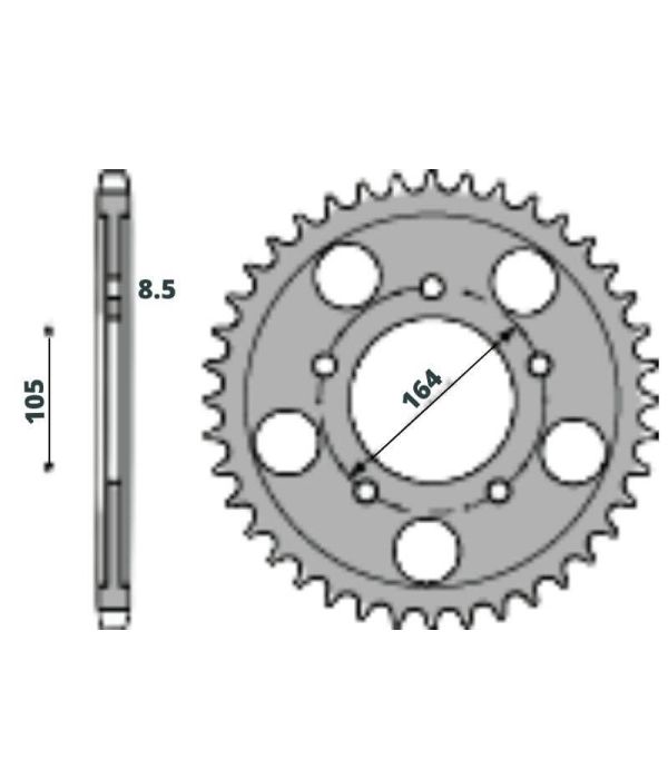 Achtertandwiel alu 48 tanden