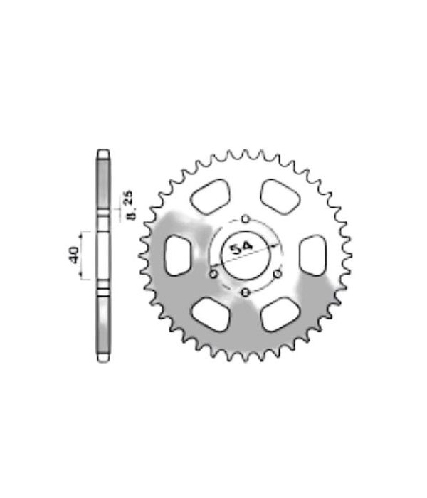 Achtertandwiel aluminium 35 tanden