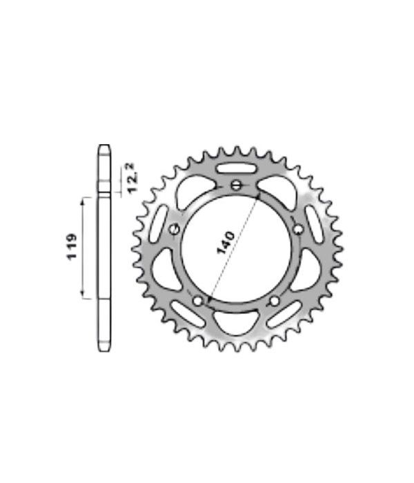 Achtertandwiel aluminium 46 tanden