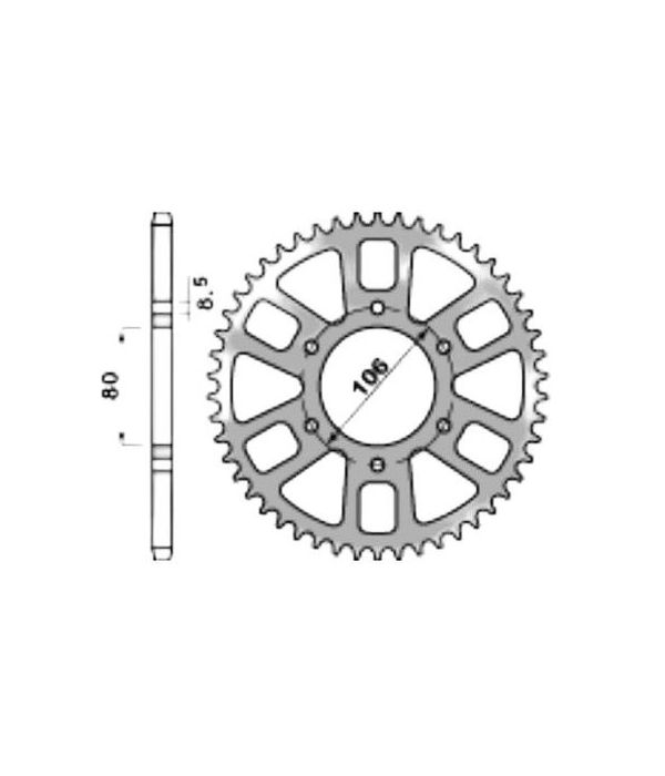 Achtertandwiel aluminium 56 tanden