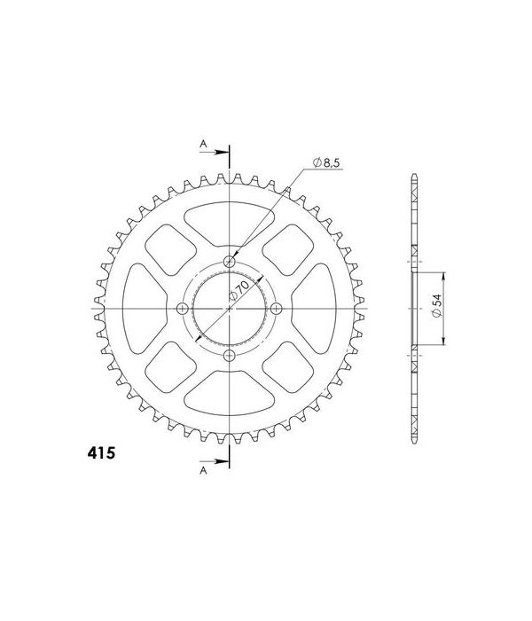 Achtertandwiel aluminium 48 tanden